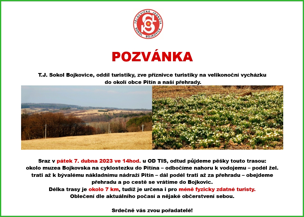 Pozvánka na vycházku 7.4. 2023