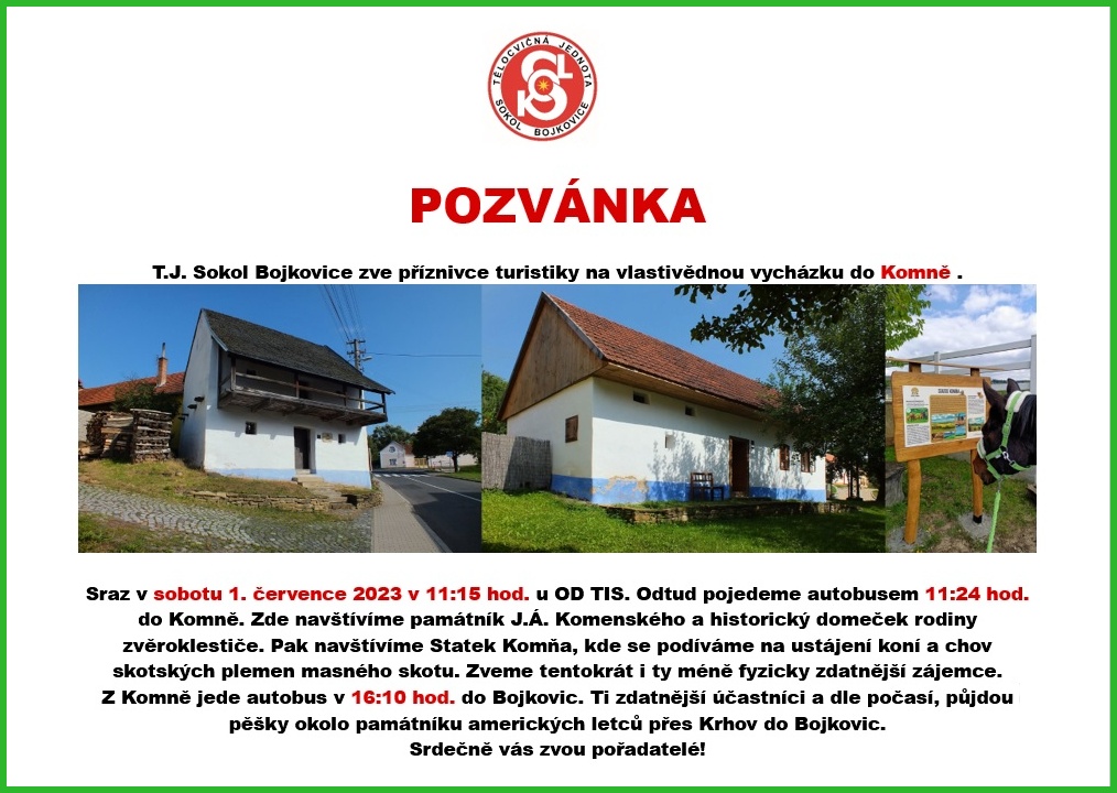 Pozvánka na vycházku do Komně 1.7. 2023