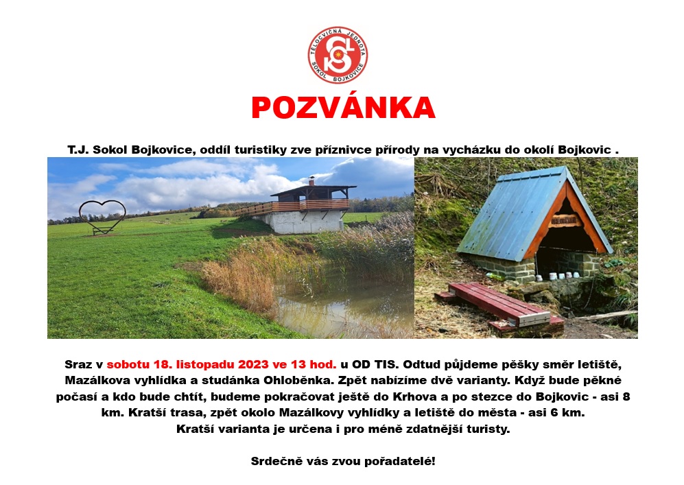 Pozvánka na vycházku 18.11. 2023