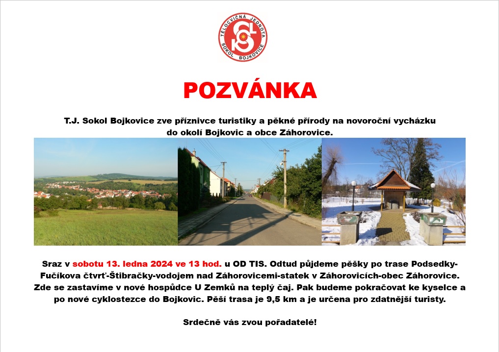 Pozvánka na novoroční vycházku 13.1. 2024