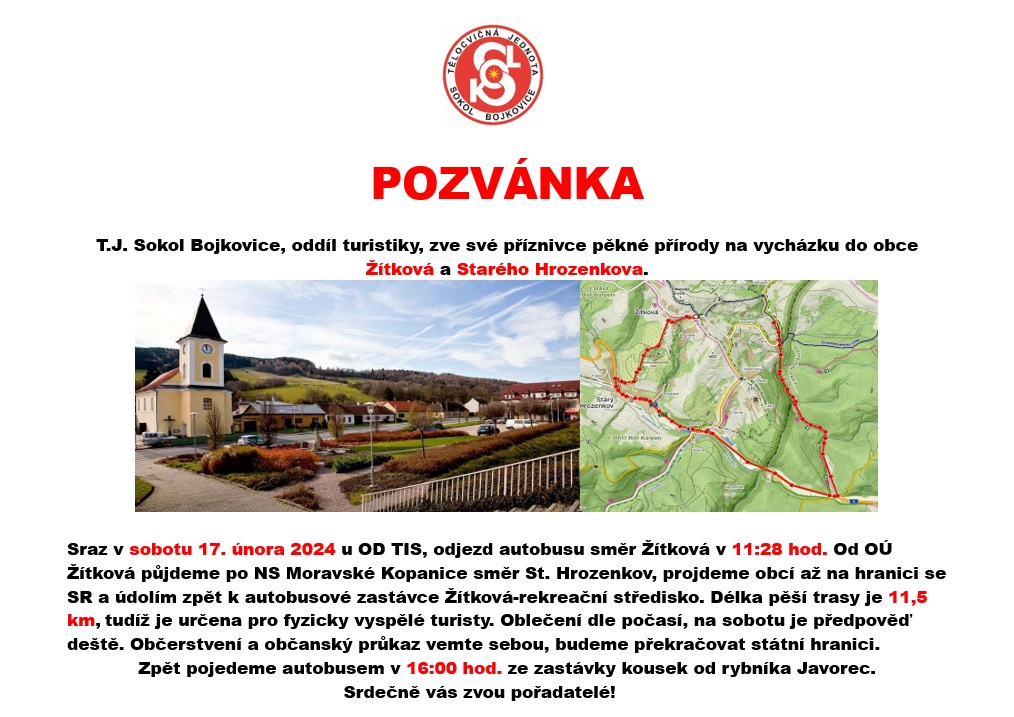 Pozvánka na vycházku 17.2. 2024