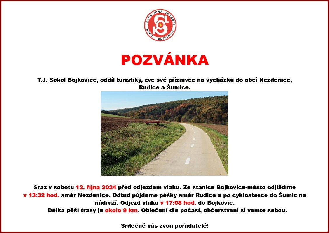 Pozvánka na vych. do Nez. Rud. Šum. 12.10. 2024