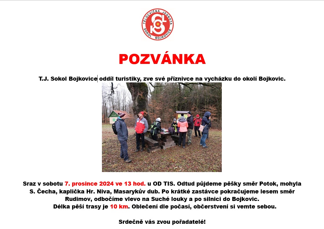 Pozvánka na vycházku 7.12. 2024